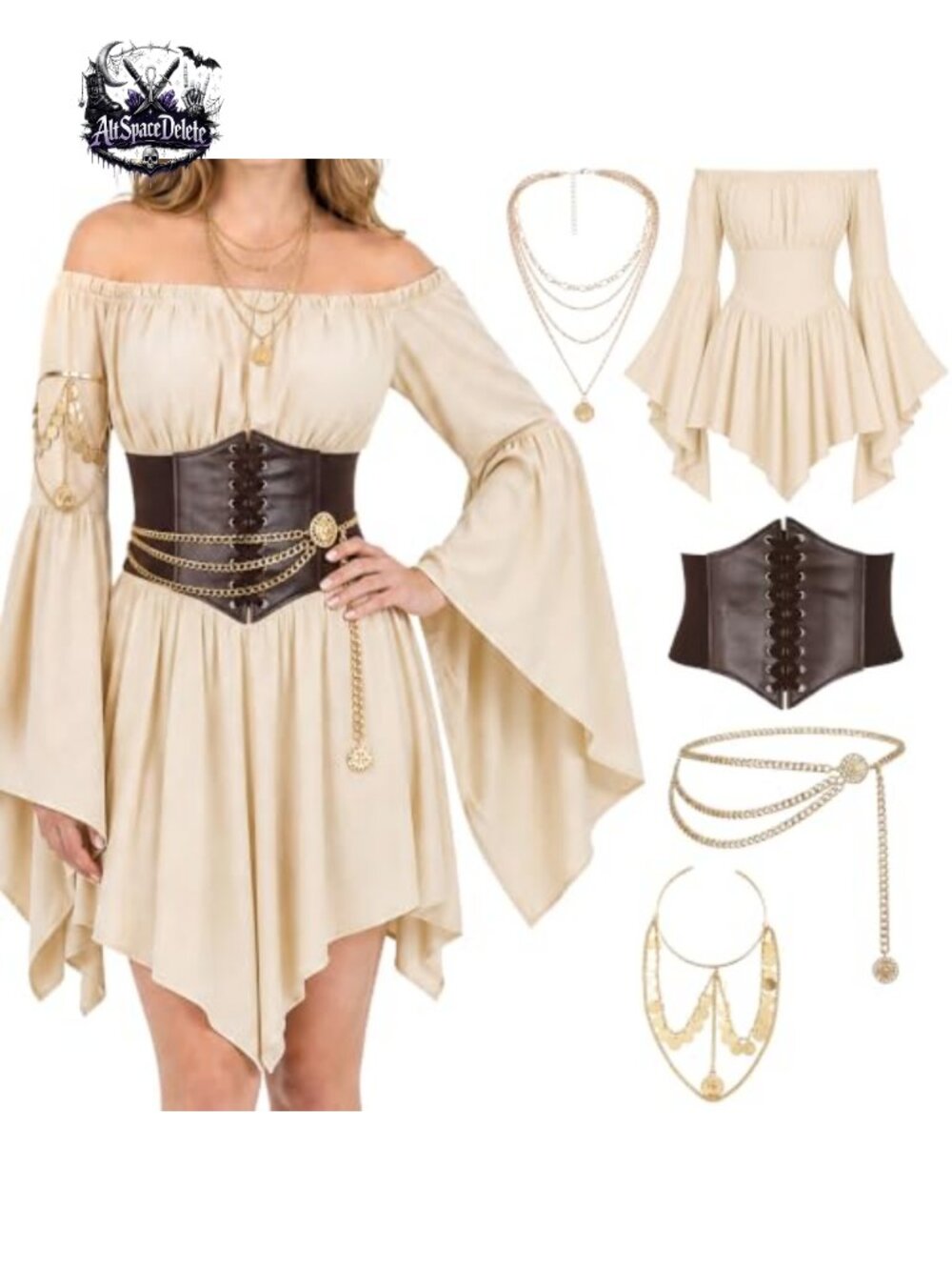 Women Renaissance Costume Pirate Dress Medieval Vintage Outfit